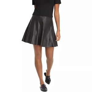 SPANX Faux Leather Skater Skirt size Small in Black
